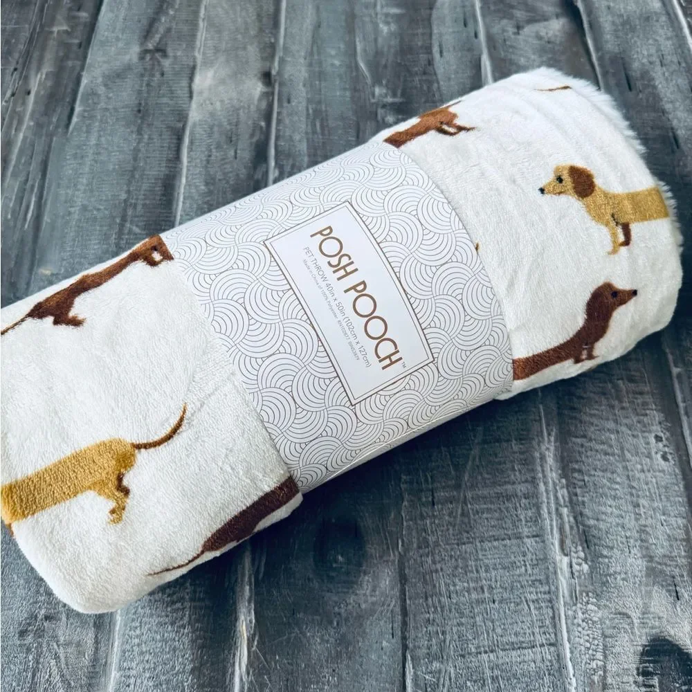 Dachshund Dog Posh Pooch Faux Fur Plush Throw Blanket